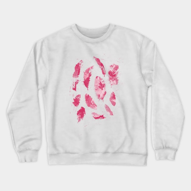 Pink Feathers Crewneck Sweatshirt by ruifaria